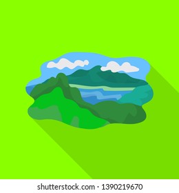 Isolated object of mountain and lake sign. Collection of mountain and forest stock vector illustration.