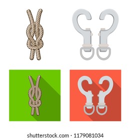 Isolated object of mountaineering and peak icon. Set of mountaineering and camp stock vector illustration.