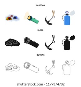 Isolated object of mountaineering and peak icon. Collection of mountaineering and camp stock symbol for web.