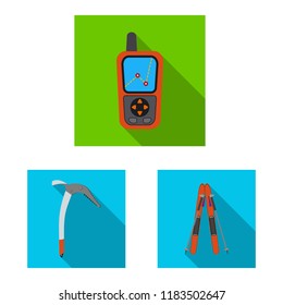 Isolated object of mountaineering and peak icon. Set of mountaineering and camp stock symbol for web.