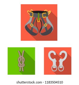 Isolated object of mountaineering and peak icon. Collection of mountaineering and camp stock symbol for web.