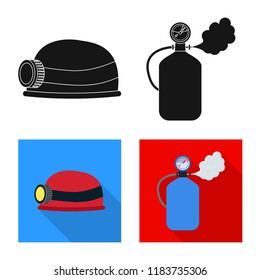 Isolated object of mountaineering and peak icon. Set of mountaineering and camp stock vector illustration.