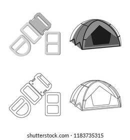 Isolated object of mountaineering and peak icon. Collection of mountaineering and camp stock symbol for web.