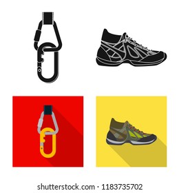 Isolated object of mountaineering and peak icon. Collection of mountaineering and camp stock vector illustration.