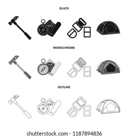 Isolated object of mountaineering and peak icon. Set of mountaineering and camp vector icon for stock.