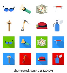 Isolated object of mountaineering and peak icon. Set of mountaineering and camp stock symbol for web.