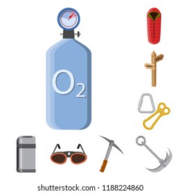 Isolated object of mountaineering and peak icon. Collection of mountaineering and camp stock symbol for web.