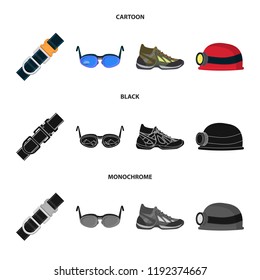Isolated object of mountaineering and peak icon. Set of mountaineering and camp vector icon for stock.