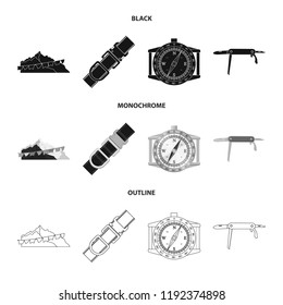Isolated object of mountaineering and peak icon. Set of mountaineering and camp vector icon for stock.