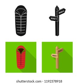 Isolated object of mountaineering and peak icon. Collection of mountaineering and camp stock symbol for web.