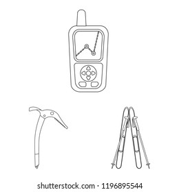 Isolated object of mountaineering and peak icon. Set of mountaineering and camp stock vector illustration.