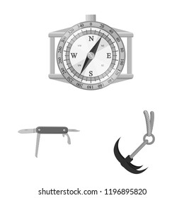 Isolated object of mountaineering and peak icon. Set of mountaineering and camp stock vector illustration.
