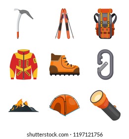 Isolated object of mountaineering and peak icon. Set of mountaineering and camp stock vector illustration.