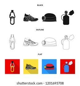 Isolated object of mountaineering and peak icon. Set of mountaineering and camp stock symbol for web.