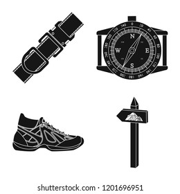 Isolated object of mountaineering and peak icon. Collection of mountaineering and camp stock vector illustration.