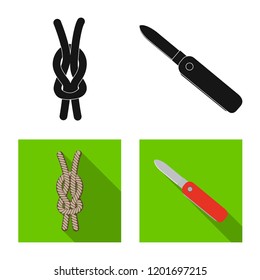 Isolated object of mountaineering and peak icon. Set of mountaineering and camp vector icon for stock.