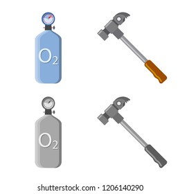 Isolated object of mountaineering and peak icon. Collection of mountaineering and camp vector icon for stock.