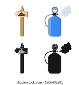 Isolated object of mountaineering and peak icon. Set of mountaineering and camp stock symbol for web.