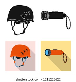 Isolated object of mountaineering and peak icon. Set of mountaineering and camp stock symbol for web.