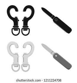 Isolated object of mountaineering and peak icon. Set of mountaineering and camp stock vector illustration.