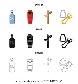 Isolated object of mountaineering and peak icon. Set of mountaineering and camp stock vector illustration.