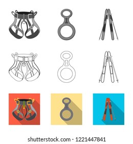 Isolated object of mountaineering and peak icon. Set of mountaineering and camp vector icon for stock.