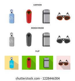 Isolated object of mountaineering and peak icon. Set of mountaineering and camp stock symbol for web.