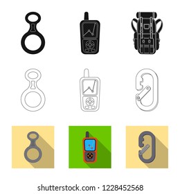 Isolated object of mountaineering and peak icon. Set of mountaineering and camp stock vector illustration.