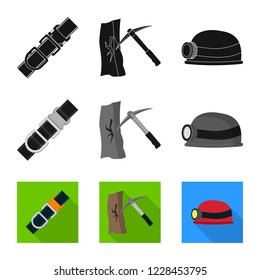 Isolated object of mountaineering and peak icon. Collection of mountaineering and camp stock vector illustration.