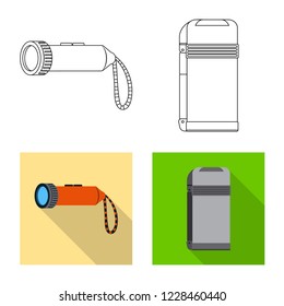 Isolated object of mountaineering and peak icon. Set of mountaineering and camp stock vector illustration.