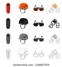 Isolated object of mountaineering and peak icon. Set of mountaineering and camp stock symbol for web.