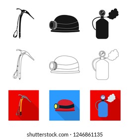 Isolated object of mountaineering and peak icon. Set of mountaineering and camp stock symbol for web.