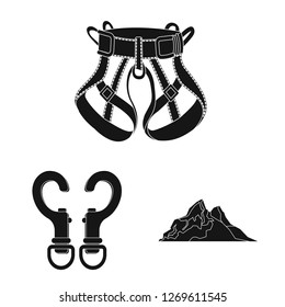 Isolated object of mountaineering and peak icon. Collection of mountaineering and camp stock symbol for web.