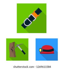 Isolated object of mountaineering and peak icon. Set of mountaineering and camp vector icon for stock.