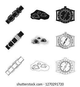 Isolated object of mountaineering and peak icon. Collection of mountaineering and camp stock symbol for web.