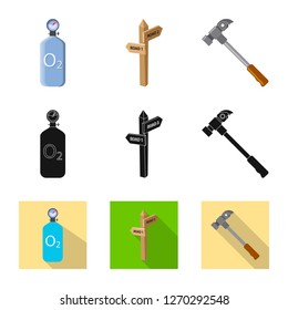Isolated object of mountaineering and peak icon. Collection of mountaineering and camp stock symbol for web.