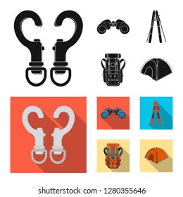 Isolated object of mountaineering and peak icon. Set of mountaineering and camp stock symbol for web.