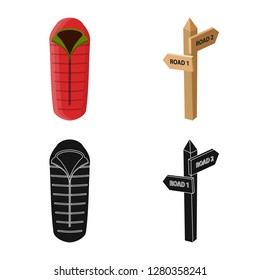 Isolated object of mountaineering and peak icon. Collection of mountaineering and camp stock symbol for web.
