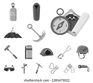 Isolated object of mountaineering and peak icon. Collection of mountaineering and camp stock vector illustration.
