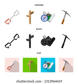 Isolated object of mountaineering and peak icon. Collection of mountaineering and camp stock vector illustration.