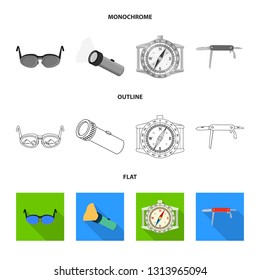 Isolated object of mountaineering and peak icon. Collection of mountaineering and camp vector icon for stock.
