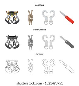 Isolated object of mountaineering and peak icon. Collection of mountaineering and camp stock vector illustration.