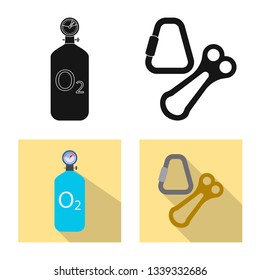 Isolated object of mountaineering and peak icon. Collection of mountaineering and camp stock symbol for web.