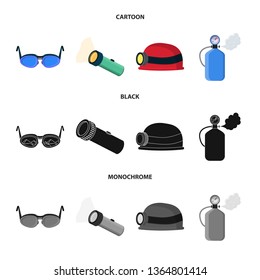 Isolated object of mountaineering and peak icon. Collection of mountaineering and camp stock symbol for web.