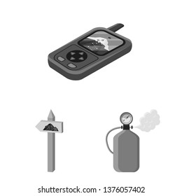 Isolated object of mountaineering and peak icon. Set of mountaineering and camp stock symbol for web.