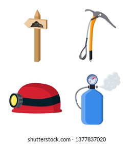 Isolated object of mountaineering and peak icon. Set of mountaineering and camp stock vector illustration.