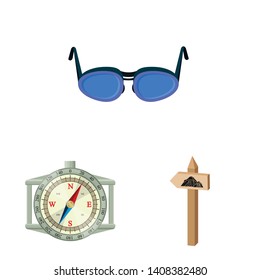 Isolated object of mountaineering and peak icon. Set of mountaineering and camp stock symbol for web.