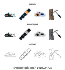 Isolated object of mountaineering and peak icon. Collection of mountaineering and camp vector icon for stock.