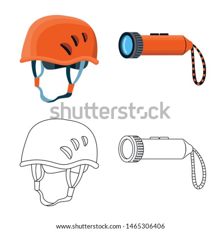 Isolated object of mountaineering and peak icon. Set of mountaineering and camp vector icon for stock.