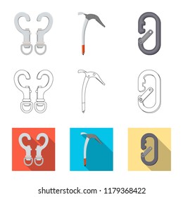 Isolated object of mountaineering and peak logo. Collection of mountaineering and camp stock vector illustration.